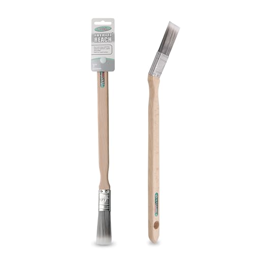 Axus Décor - Pennello con manico lungo e collo ad angolo, 3 cm, colore: Grigio