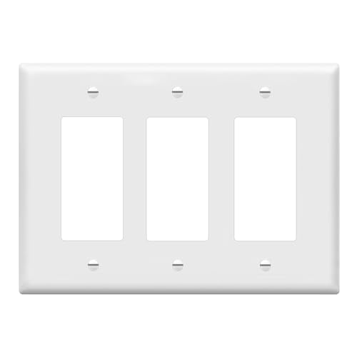 Image of ENERLITES Decorator Light Switch or Receptacle Outlet Wall Plate, Mid-Size 3-Gang 4.88 inch x 6.77 inch, Polycarbonate Thermoplastic, UL Listed, 8833M-W, White