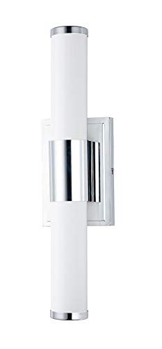 Image of Maxim Lighting Optic 18 inch 2-Light Bath Vanity Light | Polished Chrome Aluminum Finish | White Glass Shade | Transitional Indoor Light Fixture | Ideal for Bathrooms & Powder Rooms | 52114WTPC