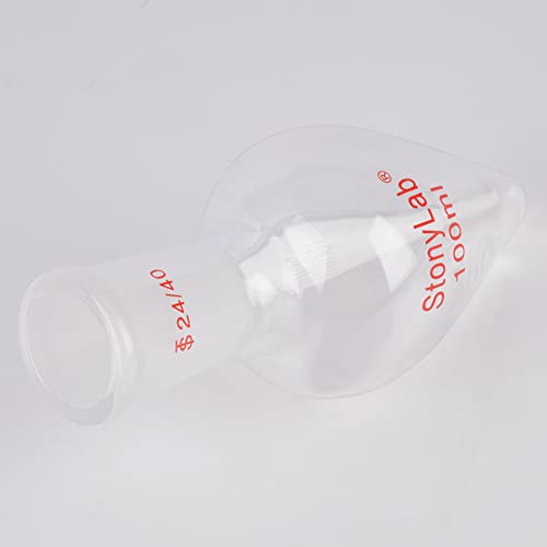 stonylab Pallone di Reazione, Pallone da Evaporazione Rotante in Vetro Borosilicato a Parete Singola con Giunto Esterno conico Standard 24/40, Pallone da Laboratorio a Forma di Pera, 100 ml