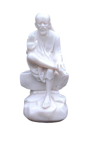 Sai Amrut S A Gifts Italian Marble Dust Ashirwad Hand Sai Baba Idol/Murti for Home and Office Decor/Used in Pooja/Mandir (3.5 INCH)