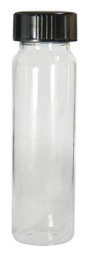 Qorpak GLC-01007 Clear Borosilicate Vial with 24-400 Black Phenolic Polycone Lined Cap, 27.25 mm x 70 mm, 6 dram (Pack of 72)