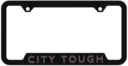 Custom Werks Slogan City Tough Black License Plate Frame for Ford Ranger (Gray)