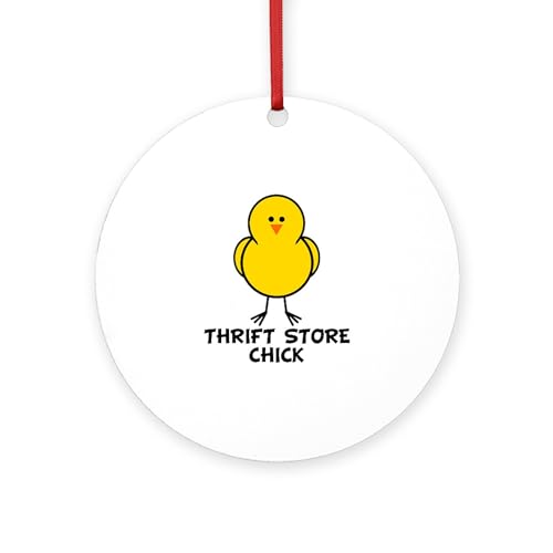 CafePress Thrift Store Chick Round 4" MDF Holiday Ornament