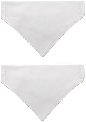 EechicSpace 2 Pack White Cotton Dog Bandanas Over Collar Dual Layered Plain Scarf Breakaway to Custom for Large Dogs