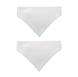 EechicSpace 2 Pack White Cotton Dog Bandanas Over Collar Dual Layered Plain Scarf Breakaway to Custo