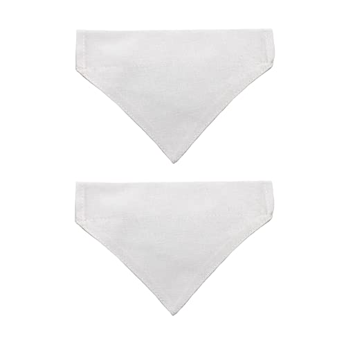 Eechicspace 2 Pack White Cotton Dog Bandanas Over Collar Dual Layered Plain Scarf Breakaway To Custom For Large Dogs #TOP17