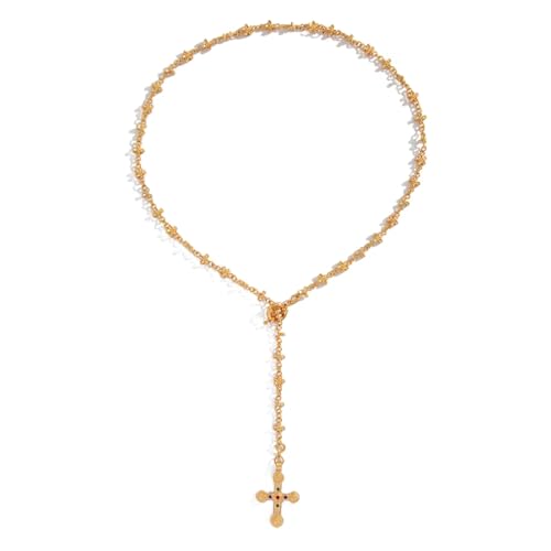 Vintage CZ Diamond Gold/Silver Chain Cross Necklace for Women,Long Pendant Necklace 18k Gold Plated Choker Necklace for Women,Trendy Jewelry Gifts for Women.