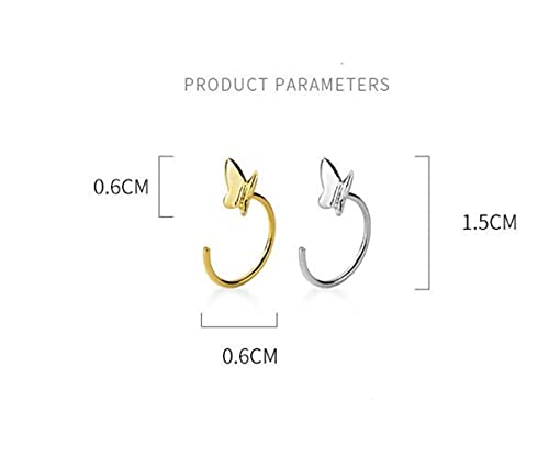 Boucles d'oreilles S925 en argent véritable avec crochets courts papillon - 3