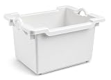 HELGUEFER Cubeta plastico Apilable 100L | Caja Plastico Almacenaje Resistente y Ergonómica, 770x600x430mm | Uso Alimentario y Industrial | Fácil Limpieza
