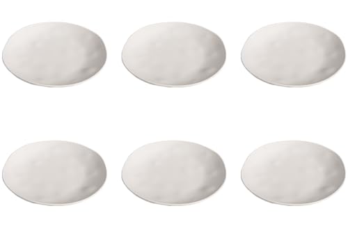 Abode Homewares Organic Cream newWave Microwave Safe Premium Melamine Salad Plate, Set of 6, Cream, 8.5