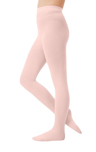 CozyWow Strumpfhose mädchen Halb-blickdichte Ballett Strumpfhose Microfaser Tanzstrumpfhose mit Fuß Rosa 4-6 Jahre