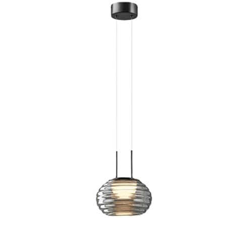 Lustre élégant pour chambre à coucher et suspension verre ondulé gris