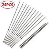 Ansuyai BBQ Barbecue Skewers (Set of 24),Stainless Steel Flat Metal Grilling Skewers Set, Reusable BBQ Sticks with Portable Skewer Container Tube