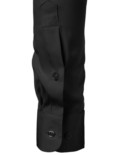 JEMITOP Men's Stretch Regular Fit Long Sleeve Dress Shirts Formal Wedding Prom Business Casual Button Down Up Shirts with Pocket Black L - Image 5