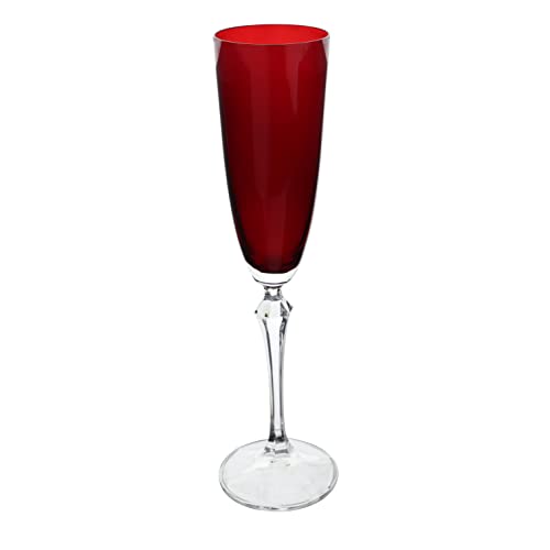 Jogo de 6 tacas para champanhe Elizabeth em cristal ecologico 200ml A25cm cor vermelha-VERMELHA - Bo