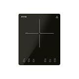 EVVO Placa Inducción Portátil V26 Trip - Vitrocerámica Inducción 2000W, Control Táctil, Pantalla Digital, Apagado Automático, Detección de Recipiente, 10 Potencias, Temporizador, Base Antideslizante