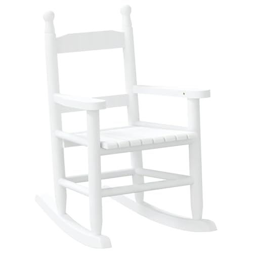 vidaXL Mecedora para Niños de Madera Maciza de Álamo Blanca - Exterior y Jardín - Pequeña