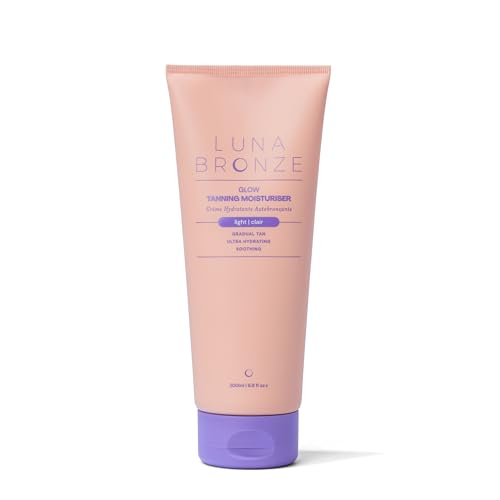 Luna Bronze Glow Gradual Self Tanning Moisturizing Lotion | Hydrating Sunless Tanner for Natural Looking Streak Free Tan | Organic Rosehip and Jojoba Oil Vegan and Cruelty Free (200ml/6.7 fl. oz)
