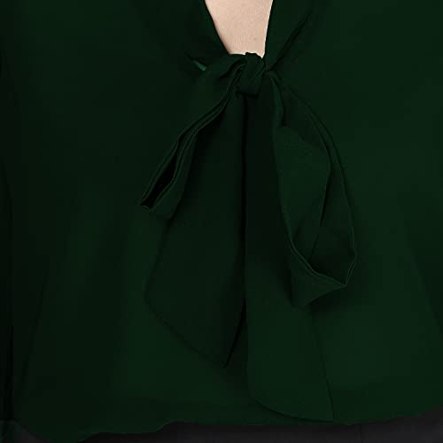Image of Girls Bishop Sleeves V-Neck tie up top-71