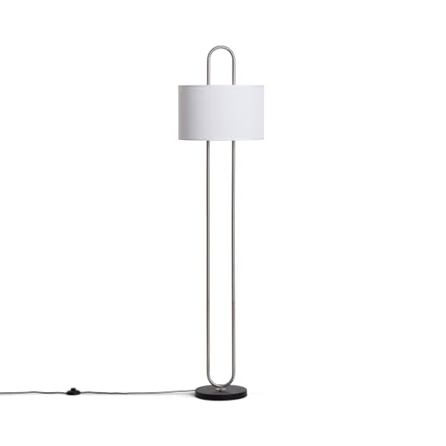 LEDKIA LIGHTING - Lámpara de Pie Duque | Metal y Tela | Elegante y Versátil | Ideal para Sala, Dormitorio u Oficina | Apta para Bombilla E27, Blanco, Metal