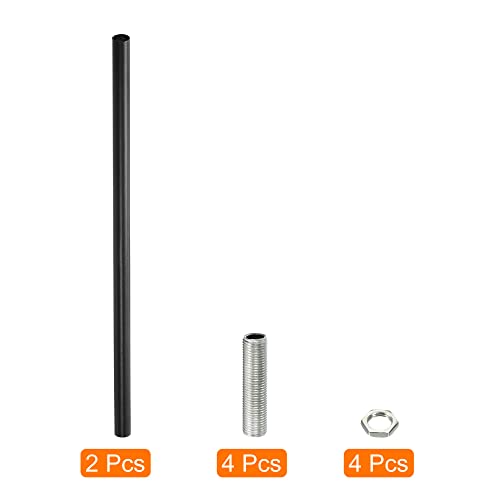 Image of MECCANIXITY Threaded Extension Rod, 11.8 inch Lamp Pipe with Connector Light Fixture Parts for Pendant Light Island Lighting Chandeliers Stems, Black 2 Set