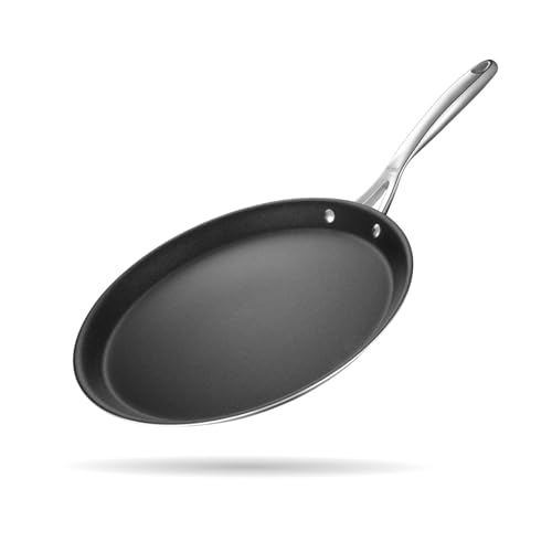 Image of Stahl Artisan Schild 28 cm Dosa Tawa Triply Stainless Steel + PEEK-Reinforced Non-Stick Dosa Tawa | Induction & Gas Compatible | Manufacturer Warranty