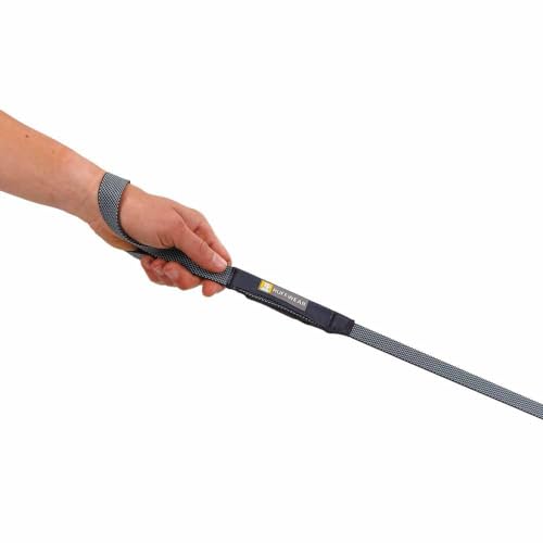 RUFFWEAR Hundeleine Hi & Light, Starke Leine, mit integrierter Aufbewahrungstasche und sicher abschließbarem Crux-Clip, kompakt zusammenklappbar auf Taschengröße, Basalt Grey