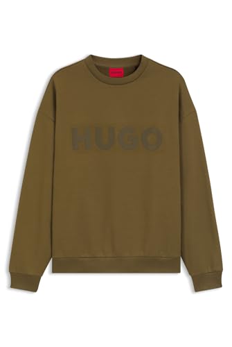 HUGO Hommes Dinex Sweat Oversize en Molleton de Coton avec Logo Ton sur Ton