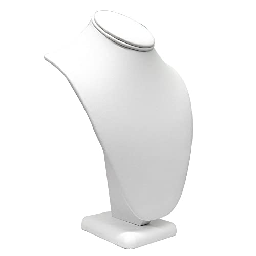 White Leather Jewelry Display Necklace Stand ~ 11 Tall