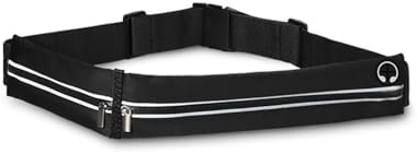 Slim Running Belt with 2 Pockets for women & Men, Phone Carrier Holder for Running, Reflective Fanny Pack, Waist Pack for Fitness with Buckle, Lightweight, Black Slim Running Belt with 2 Pockets for women & Men, Phone Carrier Holder for Running, Reflective Fanny Pack, Waist Pack for Fitness with Buckle, Lightweight, Black