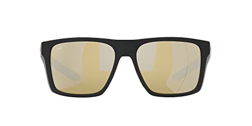 Costa Del Mar Mens Lido Square Sunglasses, Black/Polarized Sunrise Silver Mirrored 580G, 57 mm
