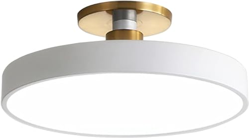 Image of Round Led Ceiling Light 18w 30cm,Modern Semi Flush Mount Wrought Iron Fixture for Kids Room,Bedroom,Hallway,Pink with 3 Color Temperatures (50cm40W)