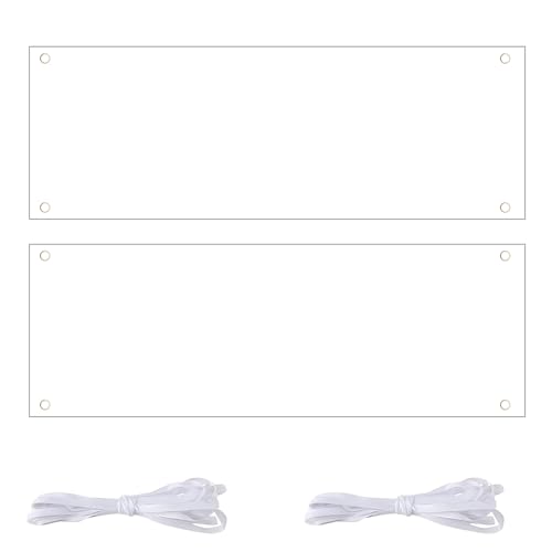 2Pcs Banderole Personnalisée, Banderole Vierge Grande Bannière, Blanche Drapeau Personnalisable Bannière Bapteme Polyester, Bannières Vierge a Peindre...
