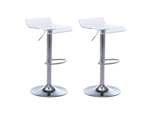 Vente-unique-Lote de 2 taburetes de Bar Oliver - Acrílico - Transparente