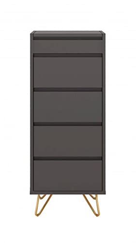 SHIITO - Aparador - Modelo Ellecd - 45 x 90 x 40 cm - Cajonera Alta - Mueble Auxiliar con Almacenaje Extra - Patas Doradas - Tablero MDF - Gris Oscuro