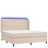 SKM Boxspringbett mit Matratze & LED Cappuccino-Braun 160x200cm,81,04 KG,3139276,Color: Braun