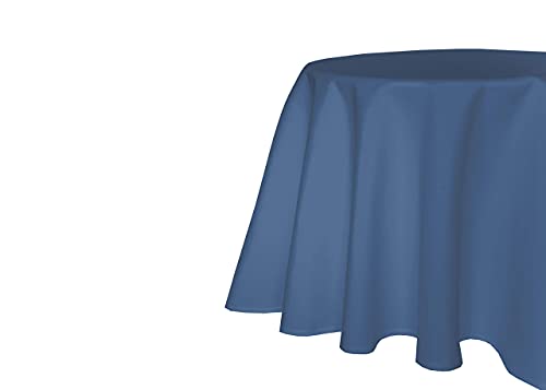 TextilDepot24 Lotus Effect Linen Look Garden Table Cloth Stain Resistant Wrinkle Resistant Fabric (220 cm Round, Blue)