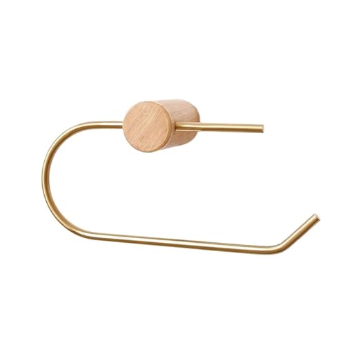 Portarrollos de Papel Higiénico Portarrollos de baño nórdico latón y Madera for Colgar en la Pared(Beech Brass Holder)