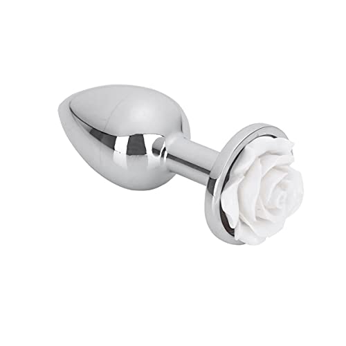 MSemis Plùg De Acero Inoxidable Redondo Tapón Anal Juguete Plateado Pl-ug para Principiantes (Negro Blanco Rojo) Blanco L