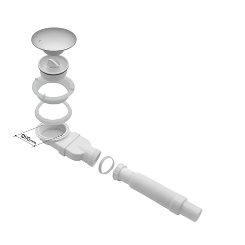 DOOLEEWEE Duschwanne 75x90X4cm MitAblaufgarnitur Hochglanz Weiß Ablaufgarnitur mit Geruchsverschluss (Siphon) Acryl-Duschbereich – Bild 5