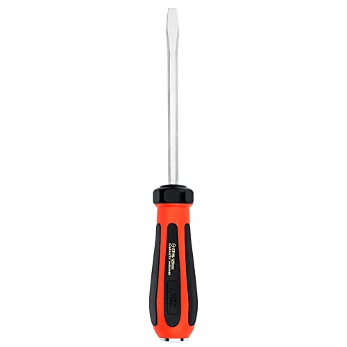 Jetech Flathead Screwdriver 6X125Mm, Go Through Slotted Screwdriver With Striking Cap, S2 Steel With Magnetic Tip, Ergonomic Soft Grip Tpr Handle, Black & Red #TOP1