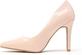 BloomFashion® Women’s High Heel Pointed Toe Contrast Court Shoes Ladies Stiletto Pumps Party Work Office Smart Shoe Size UK 3-7 Nude, 5UK
