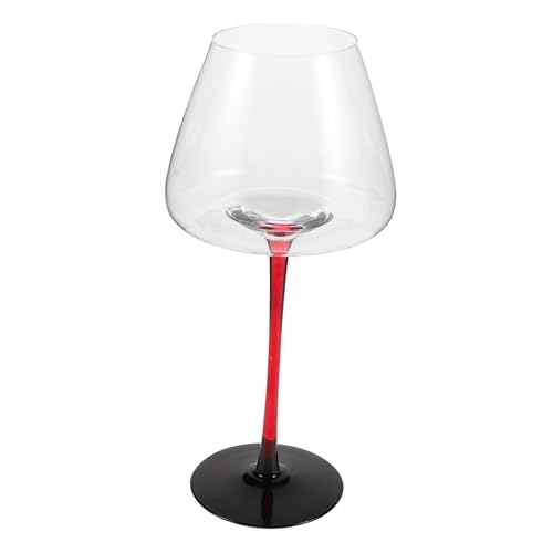 BESTOYARD Copas De Vino De Cristal Con Tallo Rojo Elegantes Copas De Burdeos Para Catas Fiestas y Celebraciones Diseño Sofisticado y Agarre Cómodo