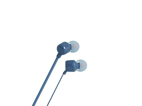 Image of JBL Tune 110 - Wired in-Ear Headphones with JBL Pure Bass Sound, 1-Button Remote, Microphone and Tangle-Free Flat Cable (Blue)