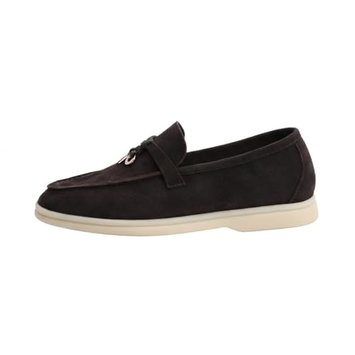 Image of Women's Summer Charms Suede Loafers - Premium Sheepskin Unlined Upper,Classic or Styles with Metal Detail for Casual, Office, Travel & All Day Wear