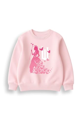 Brand Threads Girls Wicked Glinda Baby Pink Sweatshirt Cotton-Blend Cosy Crew-Neck Jumper For Girls Easy-Care Everyday Layer For Ages 12 To 1314 Years Soft Brushed Interior