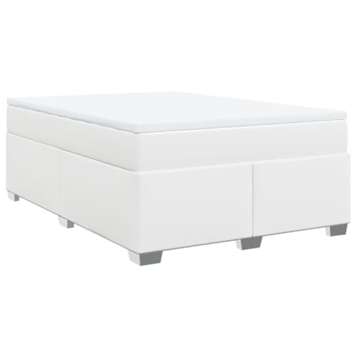 vidaXL Cama Box Spring 140x200cm Cuero Sintético Blanco