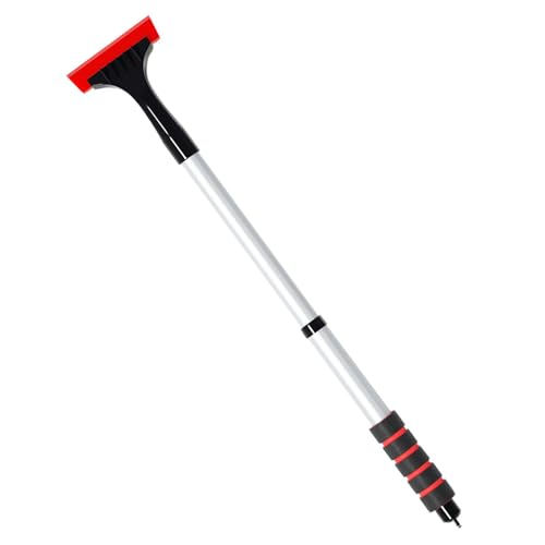 Nuyhadds Rascador de hielo, rascador de hielo para el parabrisas de un coche, pala de nieve telescópica, rasqueta para parabrisas de coche, herramienta de cepillo de nieve para ventanas de invierno