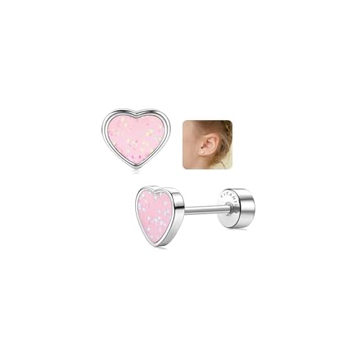 LOLIAS 20G Titan Herz Ohrstecker Ohrringe Für Mädchen Damen14K Silber Süße Kleine Pailletten Ohrstecker Hypoallergene Ohrringe Geschenke Mädchen Knorpel Tragus Ohrstecker Ohr Piercing